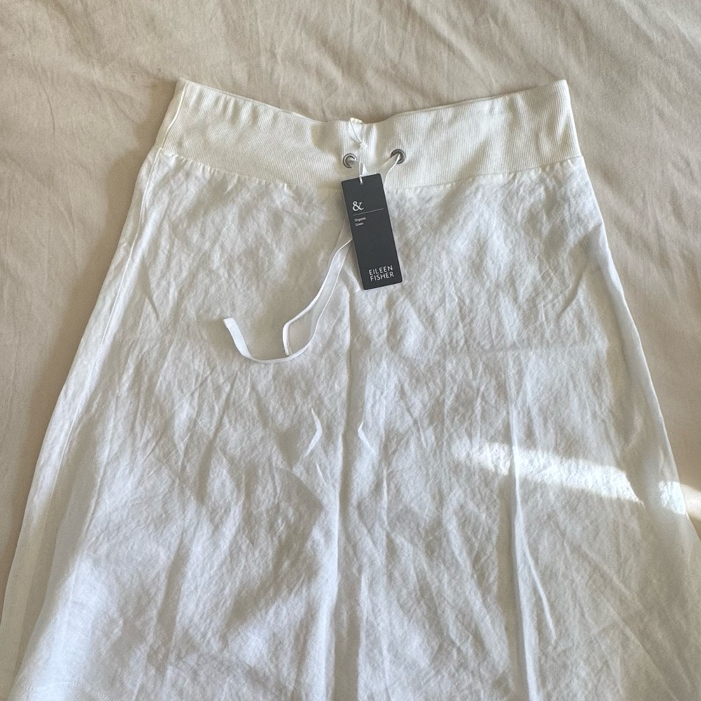 NWT Eileen Fisher White Skirt with Drawstring - Picture 3 of 8